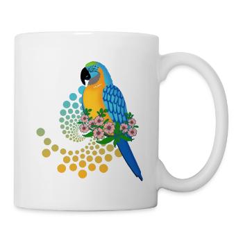 Perroquet avec des fleurs - Mug blanc - blanc - Droite