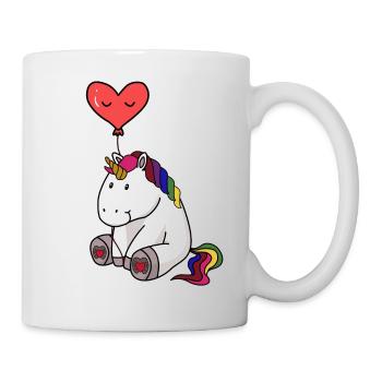 Einhorn mit Herzluftballon - Tasse - Weiß - Rechts