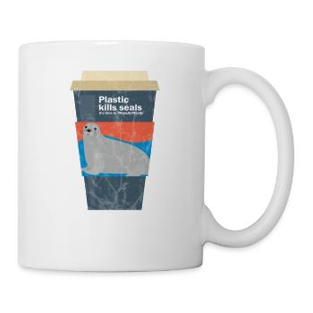 Le plastique tue les phoques sur la chemise écologique de l'océan - Mug blanc - blanc - Droite