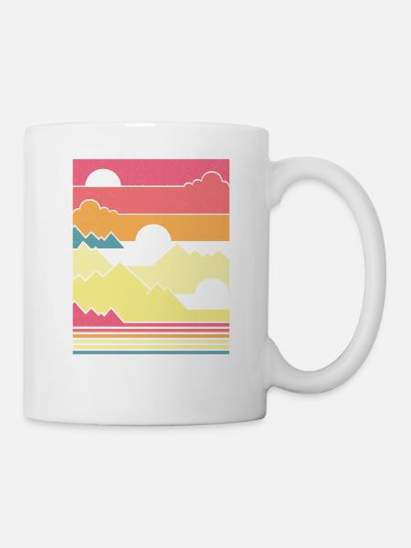 Geometric Sunset - Geometrischer Sonnenuntergang - Tasse - Weiß