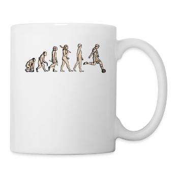 Evolution Fußball vom Affen zum Fußballer - Tasse - Weiß - Rechts