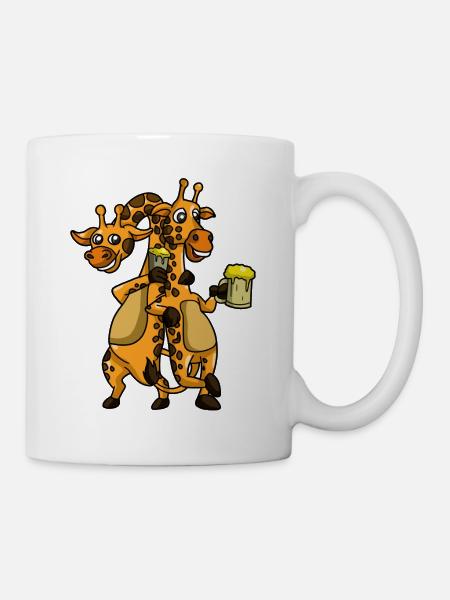 Giraffe trinken Bier - Tasse - Weiß