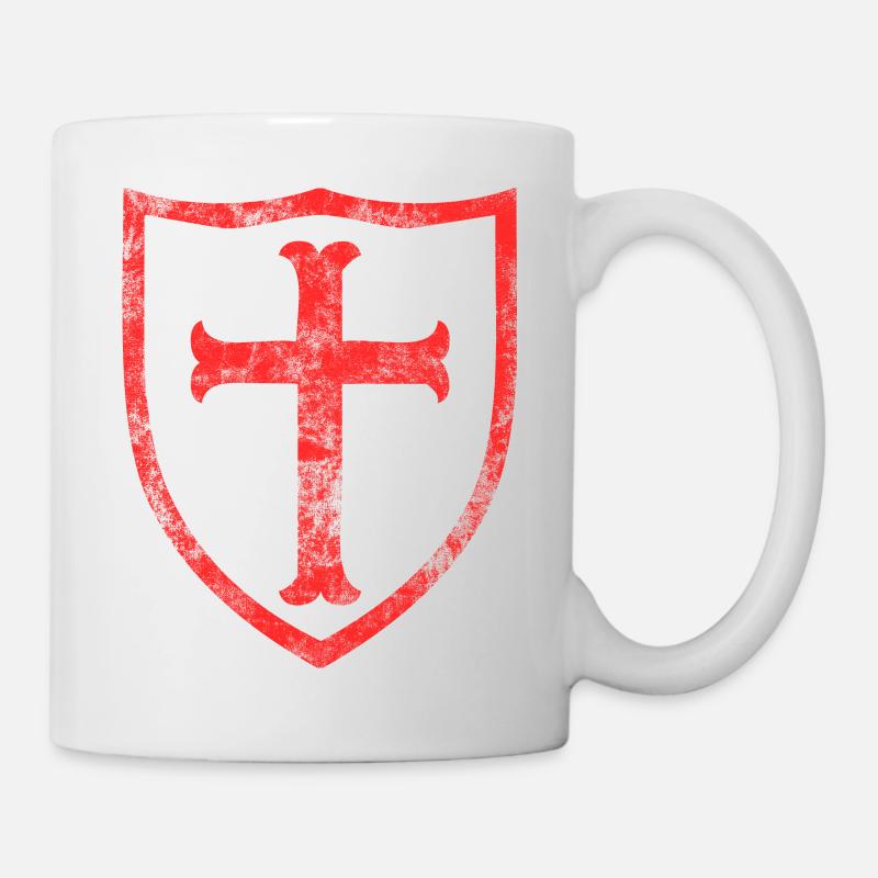 Knights Templar Cross Shield Templar Gift Deus - Mug - white
