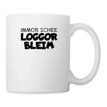 Immer schön locker bleiben sächsisch Sachsen Shirt - Tasse - Weiß - Rechts