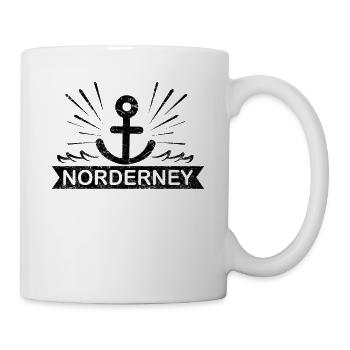 Norderney Anker Wellen Retro Vintage Logo - Tasse - Weiß - Rechts
