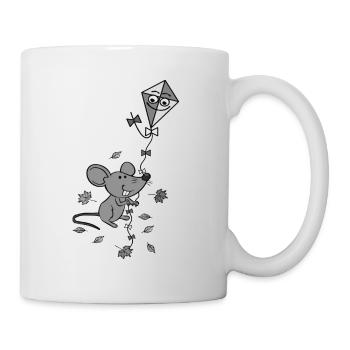Maus mit Drachen im Herbst - Tasse - Weiß - Rechts