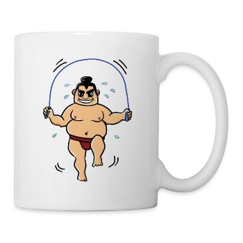 Sweating sumo - sumo wrestler jumping - Mug - white - Right