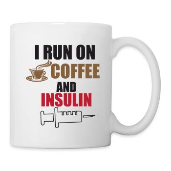 I run on coffee and insulin - Mug - white - Right