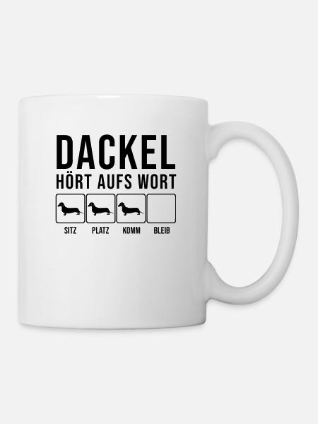 Dackel - Hört aufs Wort - lustiges Hunde Geschenk - Tasse - Weiß