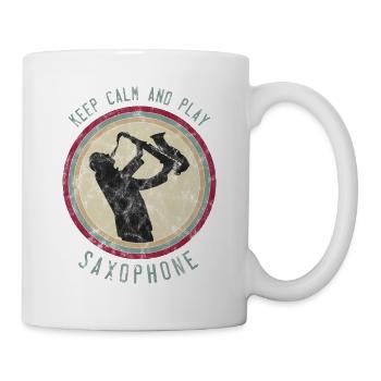 Saxophon Spieler Keep Calm Saxofon Musiker - Tasse - Weiß - Rechts