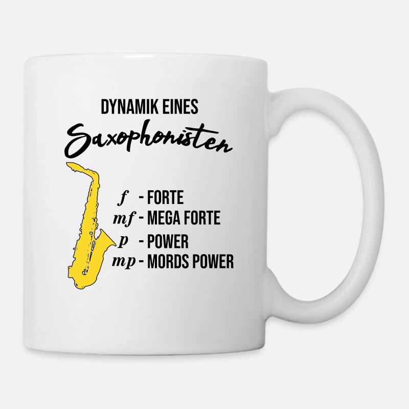 Dynamik eines Saxophonisten, lustig, Saxophon - Tasse - Weiß