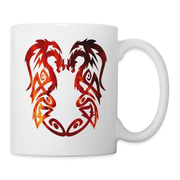 Dragon Tribal Rouge - Mug blanc - blanc - Droite