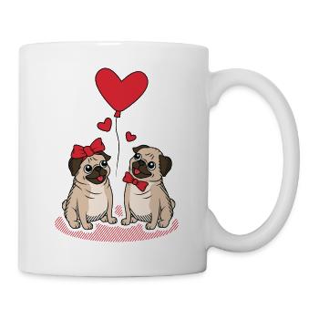 Carlin couple doux amour carlin chiens amour coeur - Mug blanc - blanc - Droite