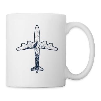 Flugzeug Berg Luft Bundeswehr Fliegen Geschenk - Tasse - Weiß - Rechts