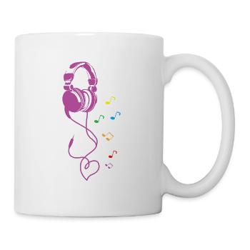 Headset Kopfhörer Noten Musik Herz Liebe Geschenk - Tasse - Weiß - Rechts