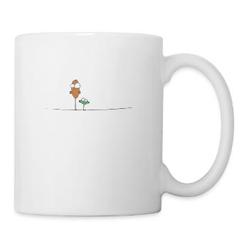 Zwei Vögel auf dem Drahtseil Leitung Stromleitung - Tasse - Weiß - Rechts