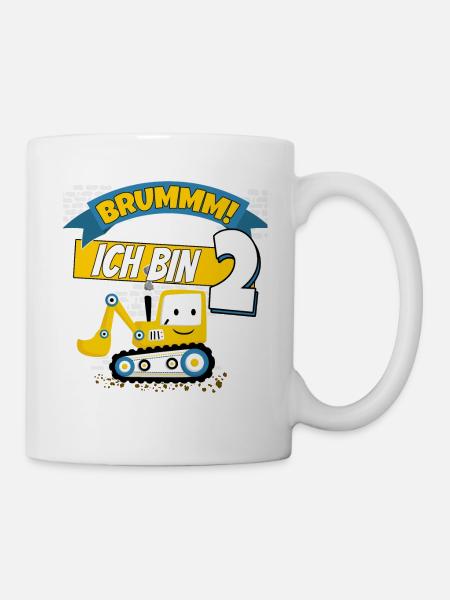 Kids 2nd birthday shirt excavator boy 2 years - Mug - white