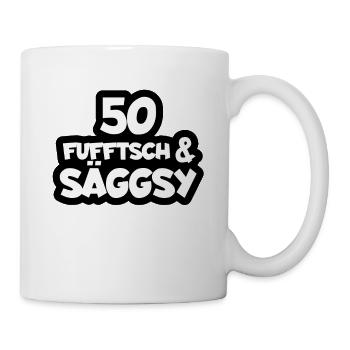 50. Geburtstag sexy Sachsen Shirt auf sächsisch - Tasse - Weiß - Rechts