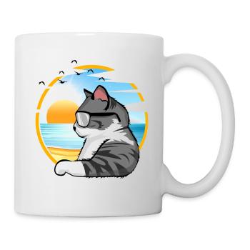 relax cat katze urlaub holiday shirt geschenk - Tasse - Weiß - Rechts