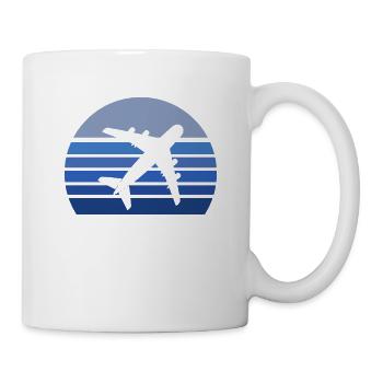 Retro Blue Flugzeug Silhouette - Tasse - Weiß - Rechts
