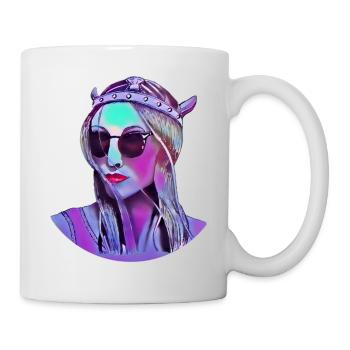 Viking moderne avec des lunettes de soleil dans un style bande dessinée - Mug blanc - blanc - Droite
