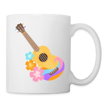 Colorful Ukulele Wave Pattern with Hibiscus Flowers - Mug - white - Right