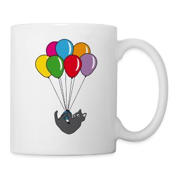 Funny black cat balloon - Mug - white - Right
