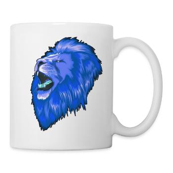 Löwe Löwenkopf blau. König der Tiere. - Tasse - Weiß - Rechts