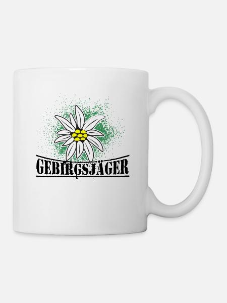 Gebirgsjäger Blume Distel Logo - Tasse - Weiß
