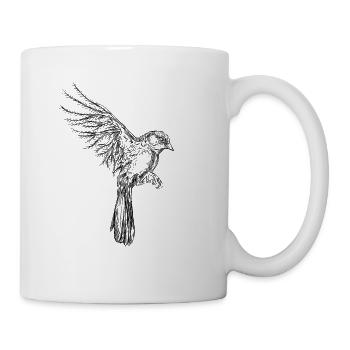 Spatz und Wald - Tasse - Weiß - Rechts