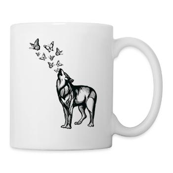 Wolf und Schmetterlinge - Tasse - Weiß - Rechts
