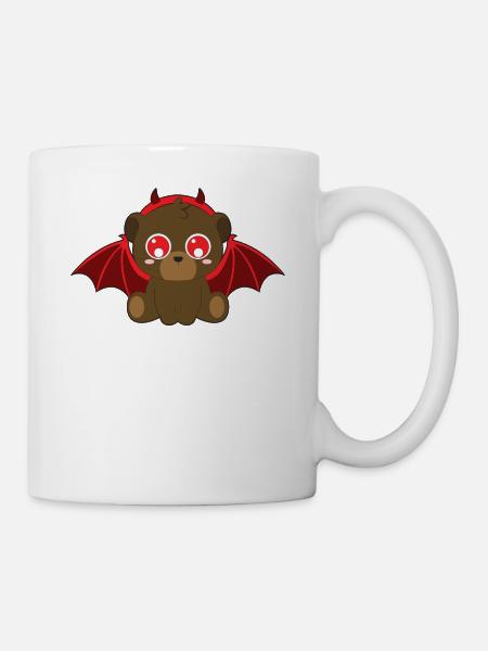 Süßer Bär Teufel Fledermaus Halloween - Tasse - Weiß