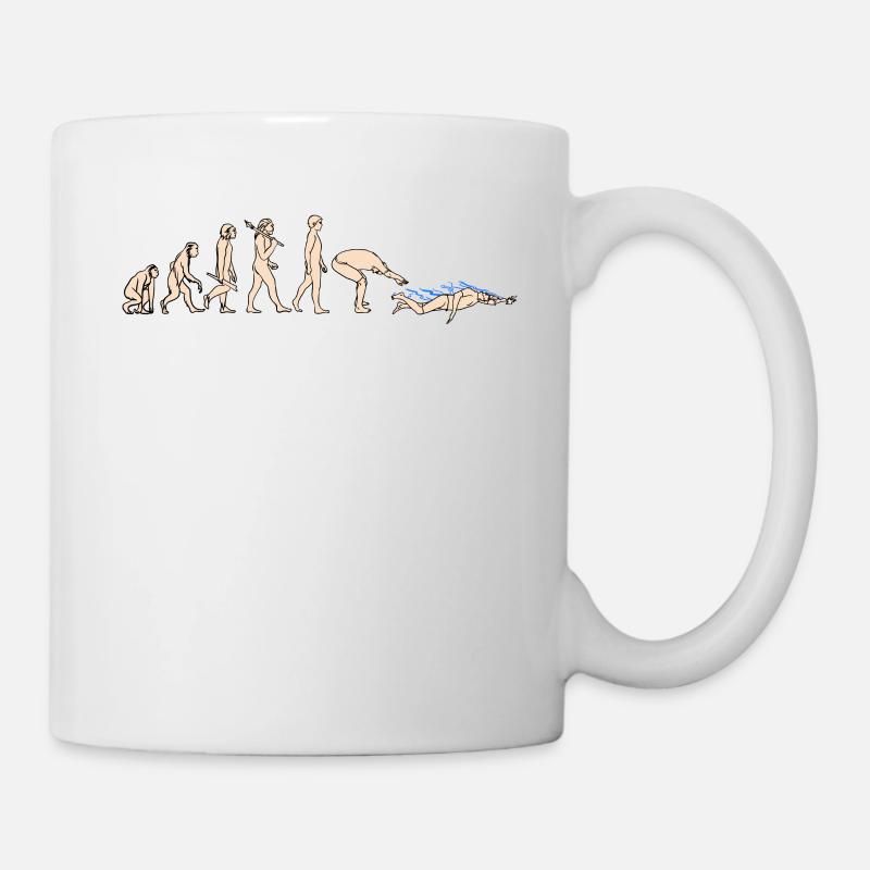 Evolution Swim from monkey to swimmer - Mug - white
