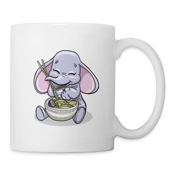 Kawaii Baby Elephant Manger Rood Noodles - Mug blanc - blanc - Droite