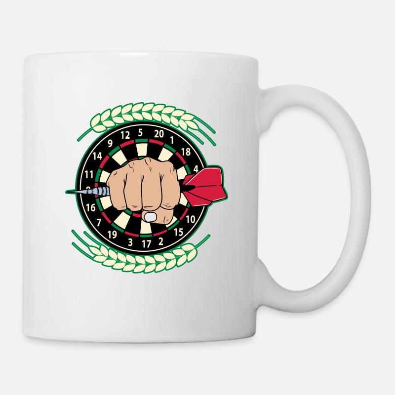 Dart Darts Tournoi Dart Maillot Dart Main Fléchettes - Mug blanc - blanc