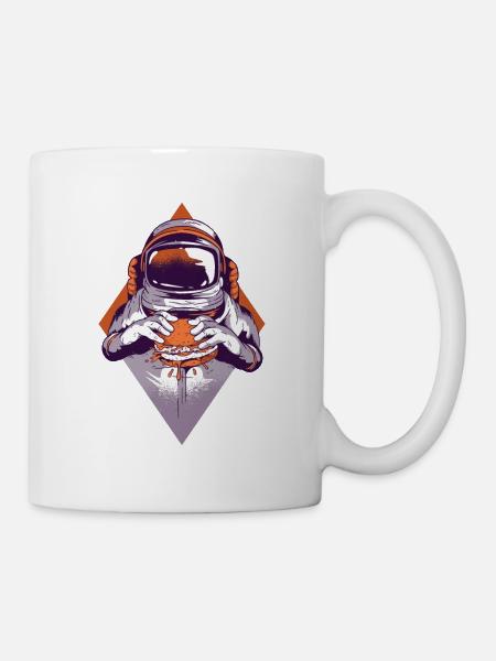 Astronaut isst einen Burger Tshirt Fast Food - Tasse - Weiß
