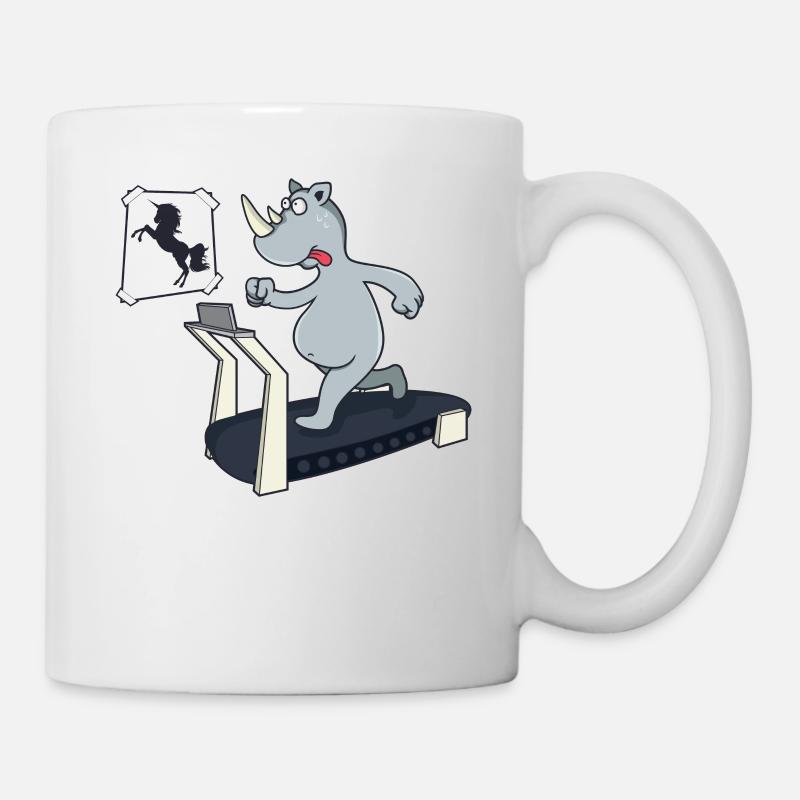 Rhinocéros licorne motivation objectifs de tapis de course - Mug blanc - blanc