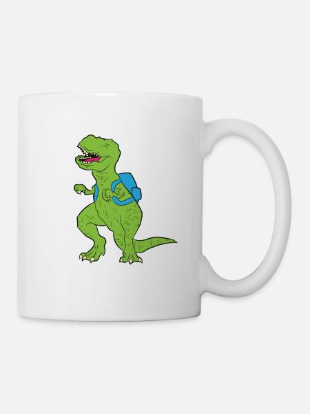 T-Rex Dinosaurier Dino Einschulungs Schulkind - Tasse - Weiß