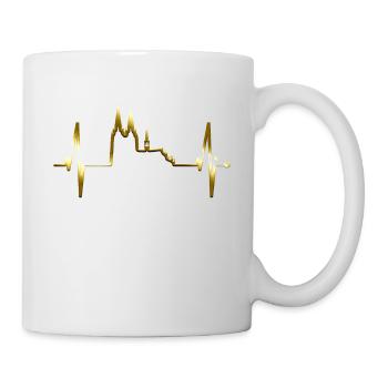 Köln Herzschlag Skyline Kölner Dom Herz Gold Kölle - Tasse - Weiß - Rechts