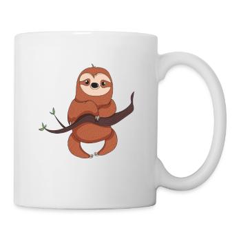 lustiges Faultier Shirt Geschenkidee Schlafmütze - Tasse - Weiß - Rechts