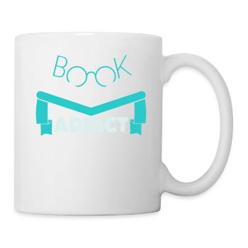 Reader reading book to book librarian bookworm - Mug - white - Right