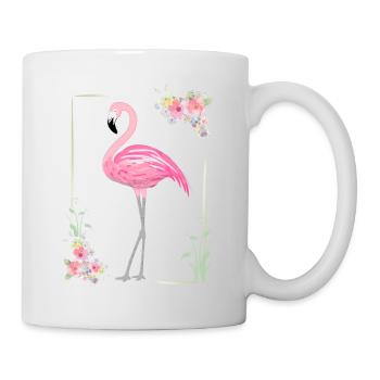 Flamingo with flowers framing - Mug - white - Right