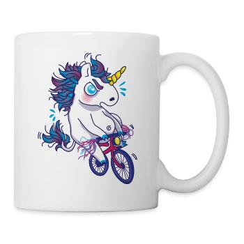 Süß Einhorn Tier Fahrrad Geschenk idee witzig - Tasse - Weiß - Rechts