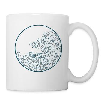 Paper boat sea storm wave gift gift idea - Mug - white - Right