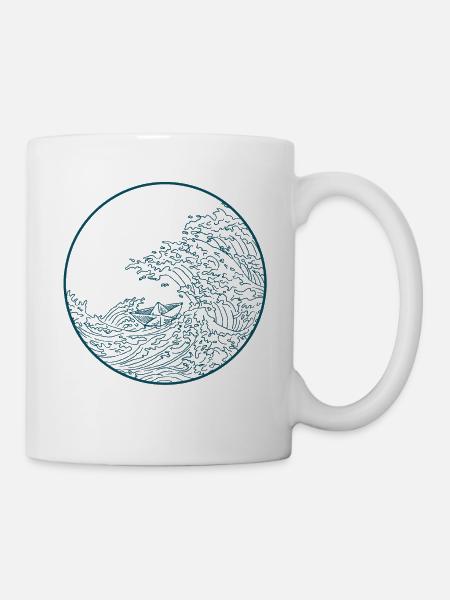 Papier boot Meer Sturm welle geschenk geschenkidee - Tasse - Weiß