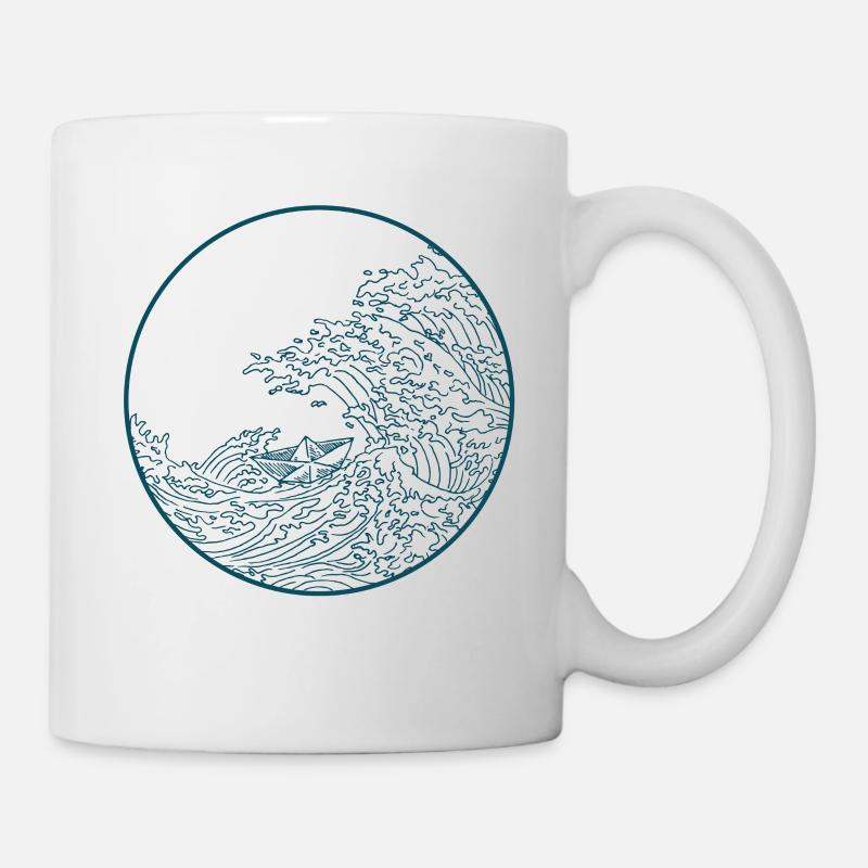 Papier boot Meer Sturm welle geschenk geschenkidee - Tasse - Weiß