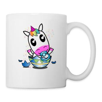Einhorn Baby T-Shirt | Süßes Shirt mit Einhorn - Tasse - Weiß - Rechts