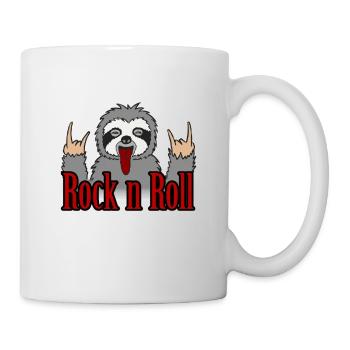 Rock n Roll Faultier Musik T-Shirt mit Gitarren - Tasse - Weiß - Rechts