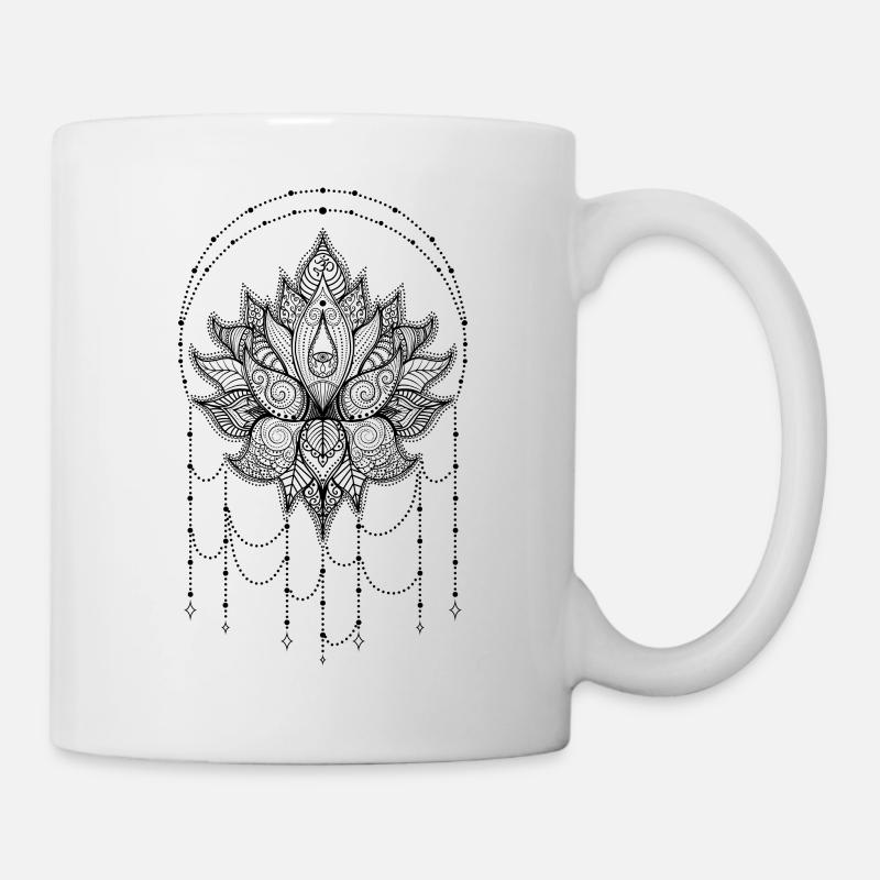 Conception de yoga om fleur de lotus indien avec ornements - Mug blanc - blanc