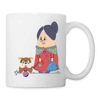 Funny granny with dog - Mug - white - Right